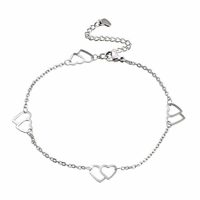 Náramek na nohu nerez ocel Dvojitá srdce - obvod cca 23 cm