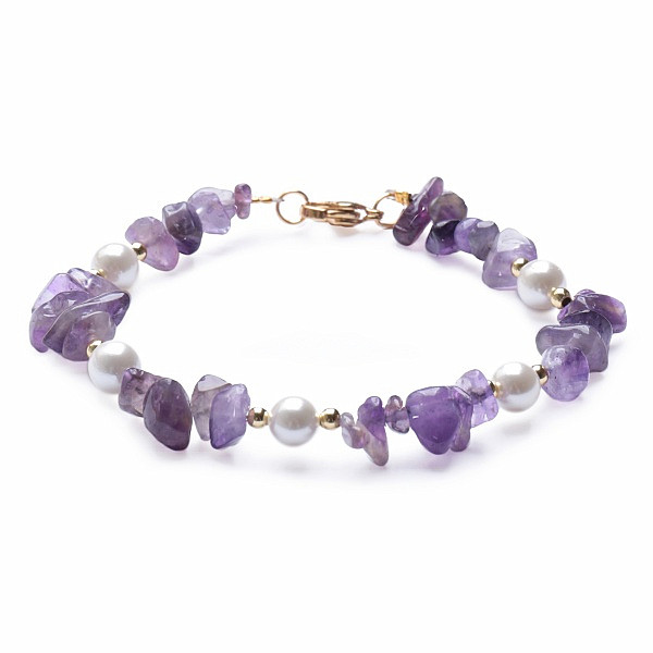Levně Ametyst sekaný náramek s Mother of Pearl - obvod cca 17 cm