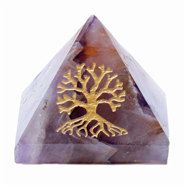 Levně Ametyst pyramida se Stromem života - cca 4 x 4 cm