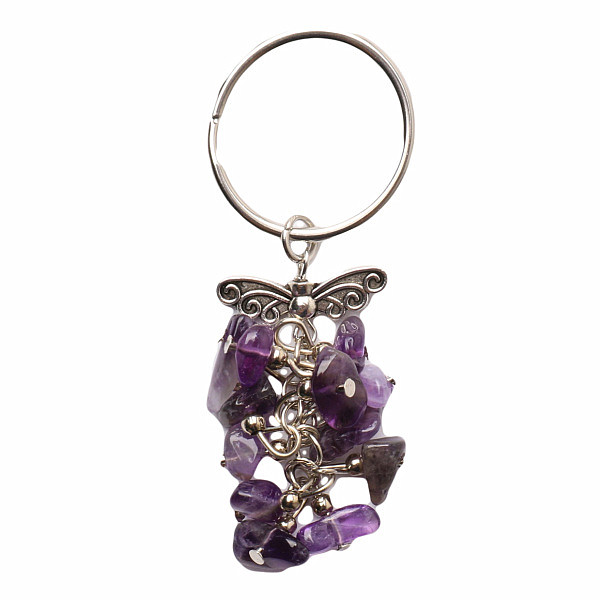 Klíčenka s ametystem a Andělskými křídly - cca 6,5 cm