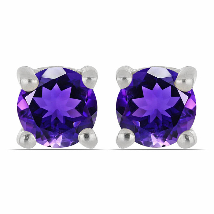 Náušnice stříbrné s broušenými africkými ametysty Ag 925 040418 AFAM - 0,4 cm, 0,8 g
