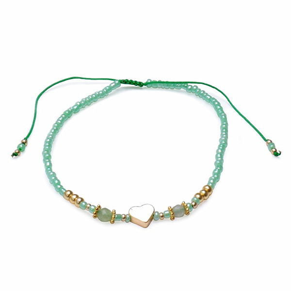 Levně Avanturín seed korálky náramek se Shamballa zapínáním v zeleném tónu - obvod cca 16 až 25 cm