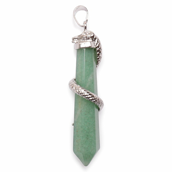 Levně Avanturín zelený krystal přívěsek s hadem - cca 4,8 cm
