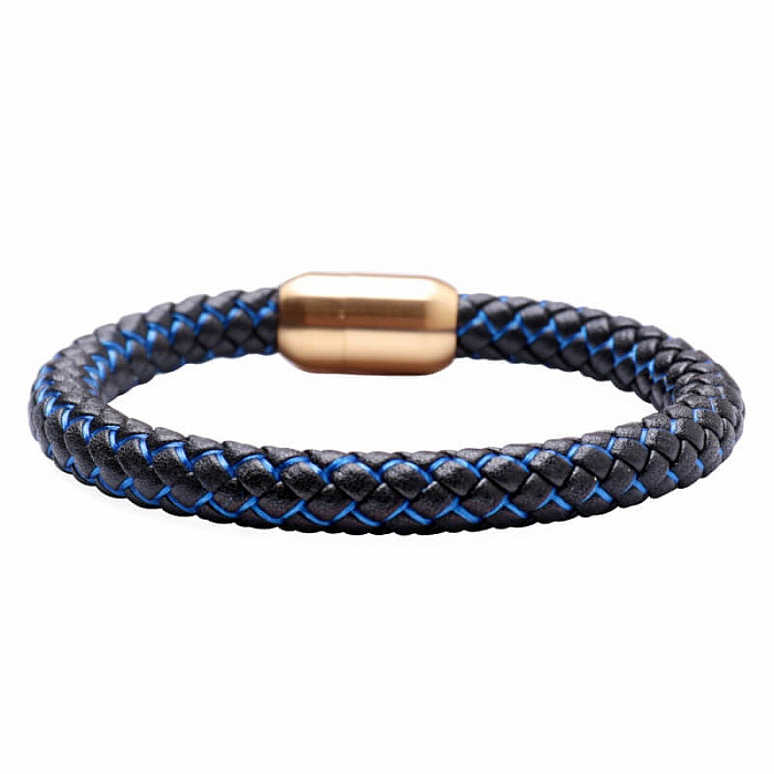 Levně Pánský kožený fashion náramek modrý - obvod cca 21 cm
