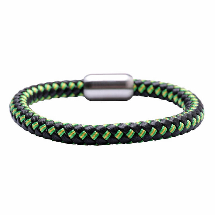 Levně Pánský kožený fashion náramek zelený - obvod cca 21 cm