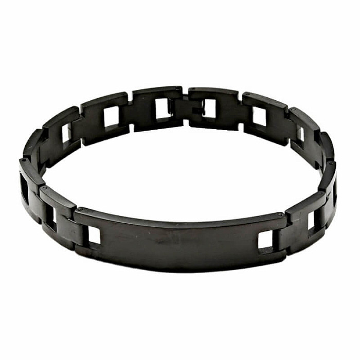 Levně Náramek Watch band styl nerezová ocel černá barva 21,5 cm - obvod cca 21,5 cm