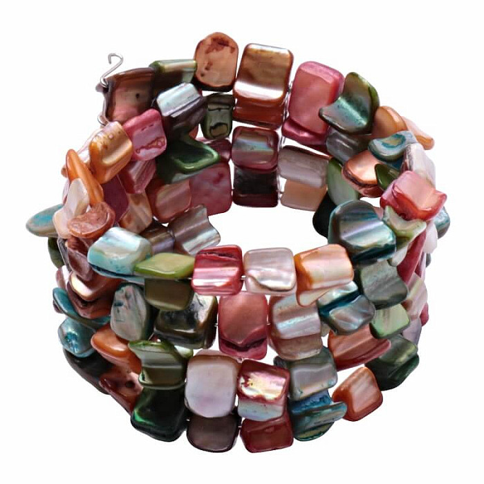 Levně Čtyřřadý náramek z perleti Multicolor - obvod cca 17 až 22 cm