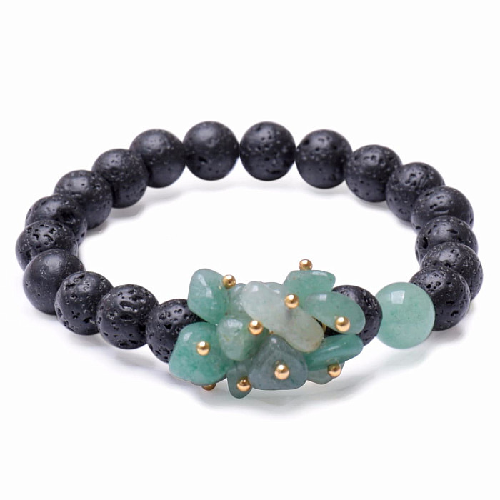 Lávový kámen náramek s avanturínem - obvod 16 až 21 cm