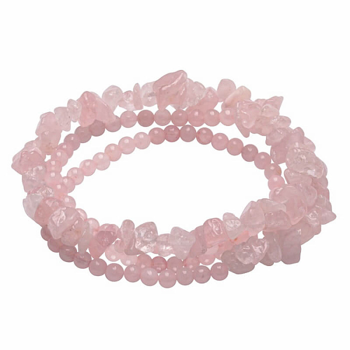 Levně Luxusní náramek z korálků a ohlazených kousků růženínu elastický - obvod cca 54 cm