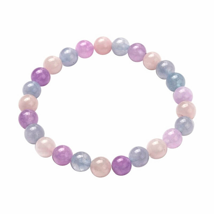 Akvamarín, růženín a ametyst náramek z korálků - obvod cca 18 až 23 cm