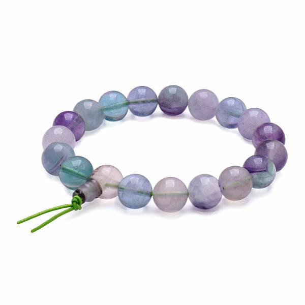 Levně Fluorit Buddha náramek 10 mm - obvod cca 18 až 23 cm