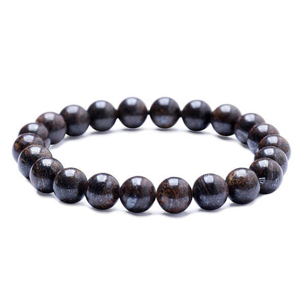 Levně Bronzit náramek z korálků 8,5 mm - obvod 16 až 22 cm