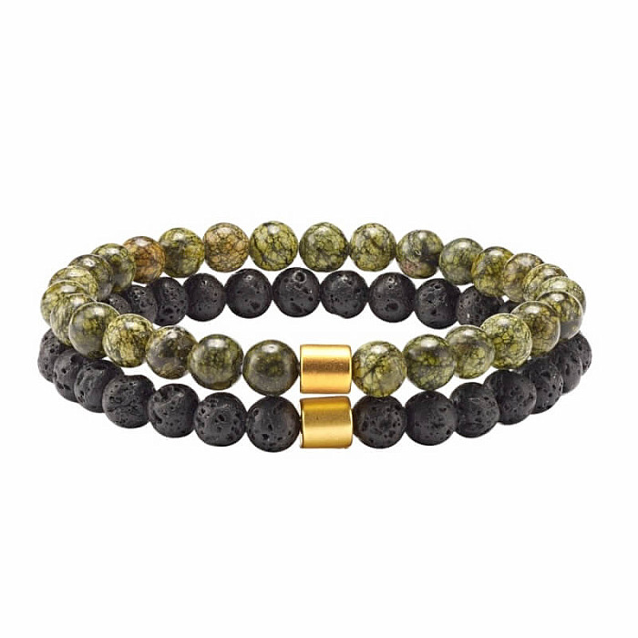 Sada náramků ze serpentinu a lávy - obvod cca 16 až 23 cm