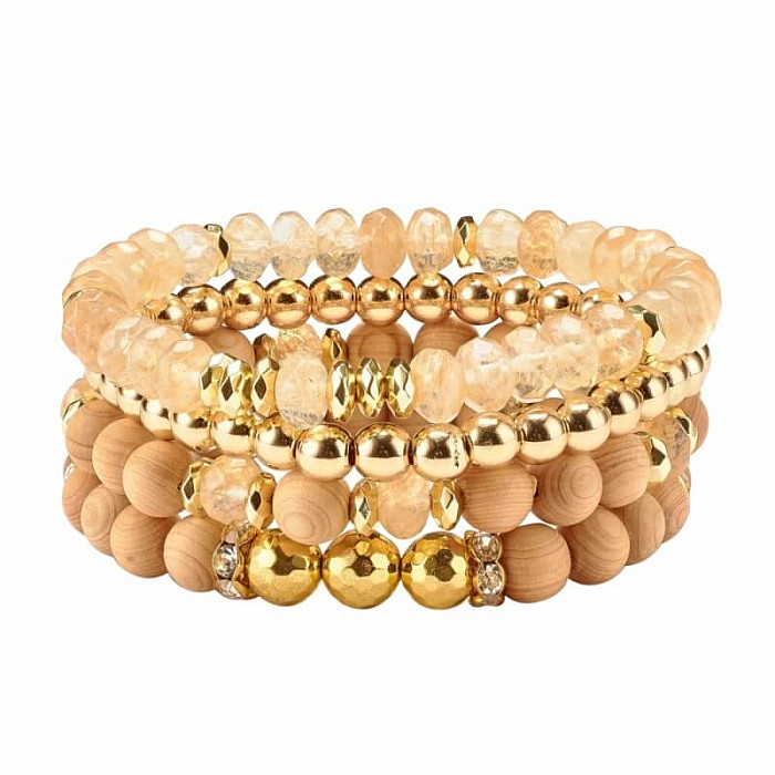 Sada čtyř módních náramků Síla dřeva - obvod cca 18 až 23 cm