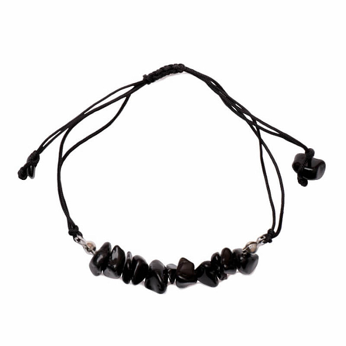 Levně Obsidián náramek šňůrkový stahovací - obvod cca 16 až 25 cm