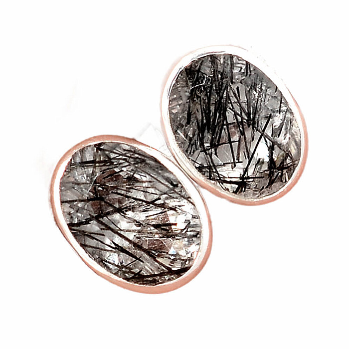 Turmalín v křišťálu broušený náušnice pecky stříbro Ag 925 E81 - 0,5 cm, 1,6 g