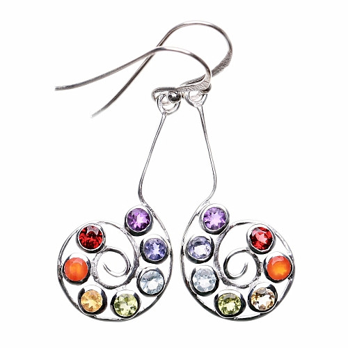 Čakrové náušnice Koru spirála stříbro Ag 925 - váha páru 4,8 g, 1,5 cm