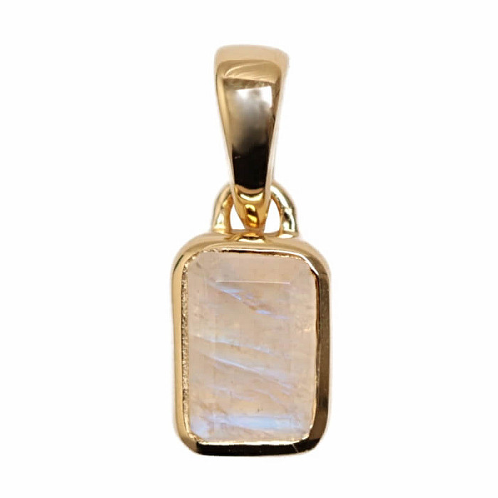 Měsíční kámen duhový broušený přívěsek pozlacené stříbro Ag 925 CB-P716G-RM - 0,6 cm, 0,4 g