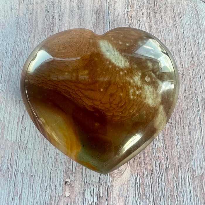 Jaspis polychromní srdce Madagaskar 22 - cca 7,1 x 6,8 cm, 149,7 g
