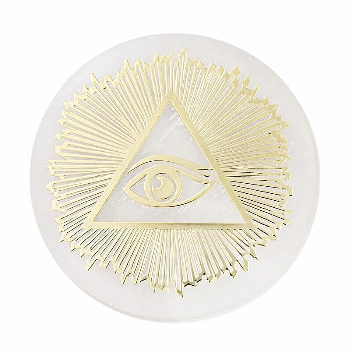 Selenit Horovo oko v pyramidě - dekorace - cca 0,75 x 6 cm