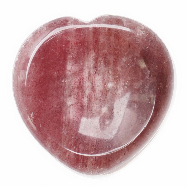 Levně Křišťál jahodový masážní hmatka srdce - cca 4 cm