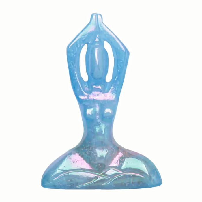 Levně Blue sky aura křišťál dekorace Žena jóga - cca 7 cm