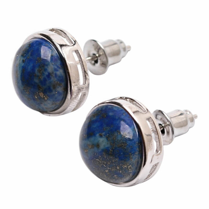Lapis lazuli náušnice mosazné kulaté - cca 1,2 cm