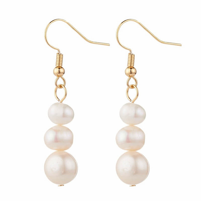 Módní náušnice se třemi perlami - cca 4,2 cm