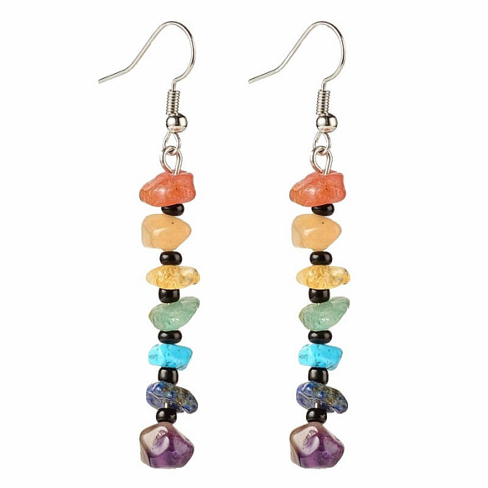 Čakrové náušnice se seed korálky - délka cca 6,2 cm