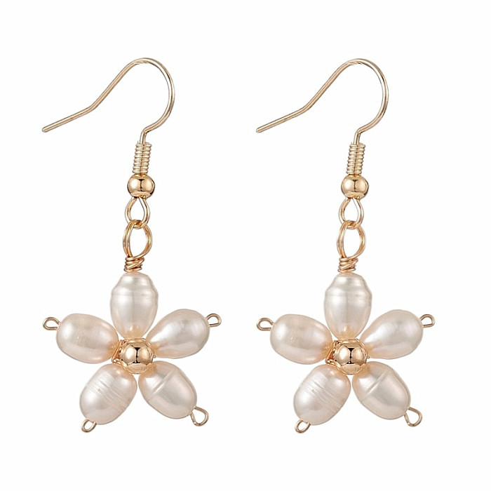 Dámské náušnice s perlami Květiny - cca 4 cm