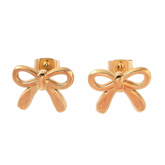 Náušnice z nerezové oceli Mašle Gold 1,1 cm - cca 1,1 x 1,5 cm