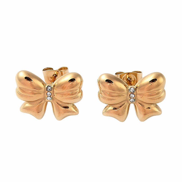 Náušnice z nerezové oceli Mašle Gold 1,2 cm - cca 1,5 x 1,2 cm