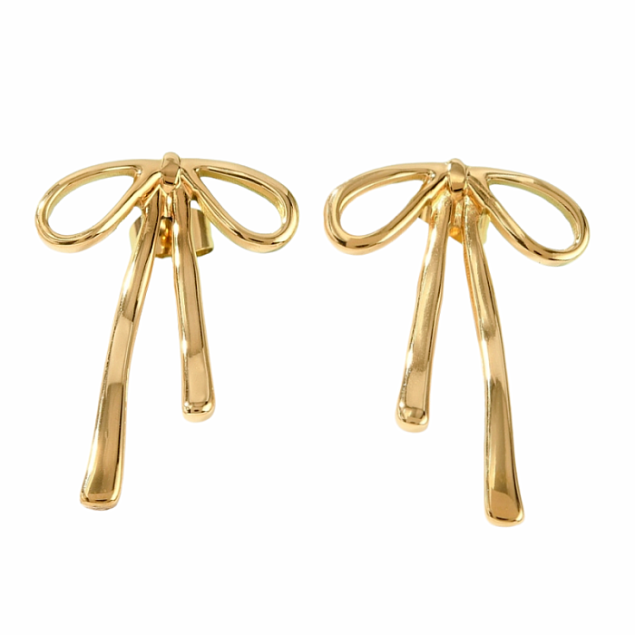 Náušnice z nerezové oceli Mašle Gold 2 cm - cca 2 x 2,8 cm