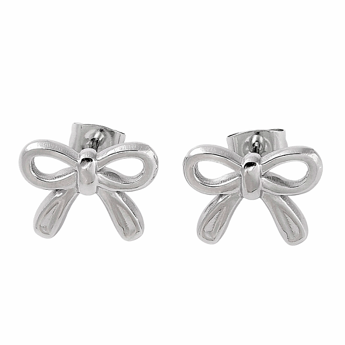 Náušnice z nerezové oceli Mašle Silver 1,1 cm - cca 1,1 x 1,5 cm