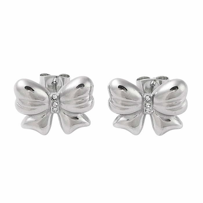Náušnice z nerezové oceli Mašle Silver 1,2 cm - cca 1,1 x 1,5 cm