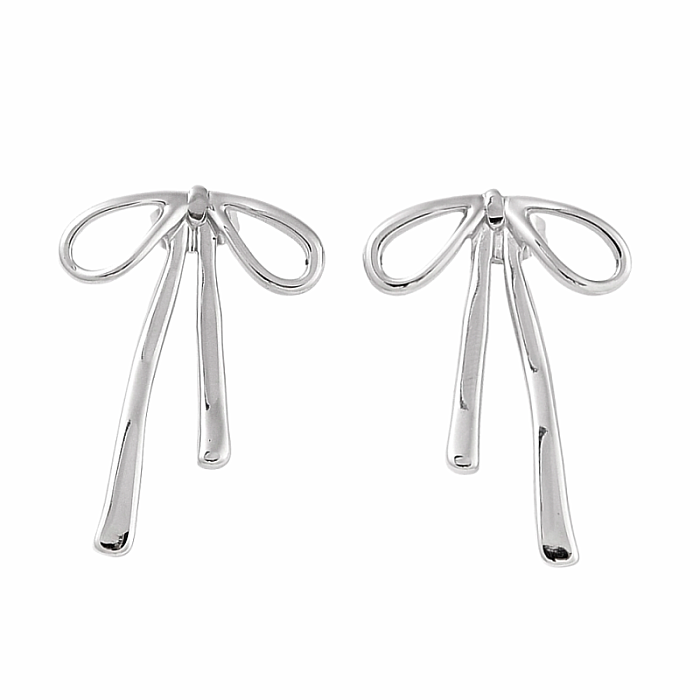 Náušnice z nerezové oceli Mašle Silver 2 cm - cca 2 x 2,8 cm