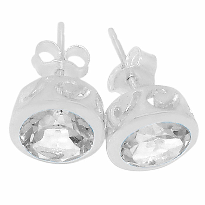 Stříbrné náušnice pecky s křišťálem - 0,8 cm, 2,1 g