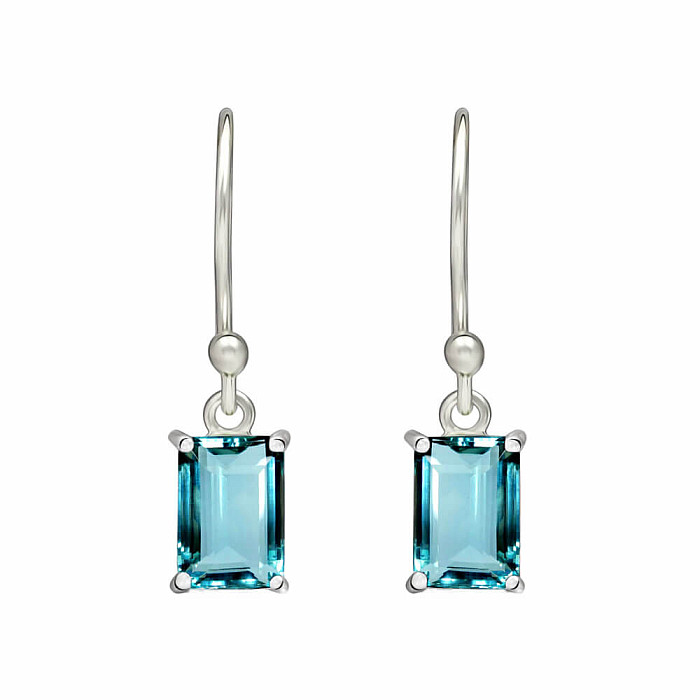 Stříbrné visací náušnice s akvamarínem - 2,2 cm, 1,1 g