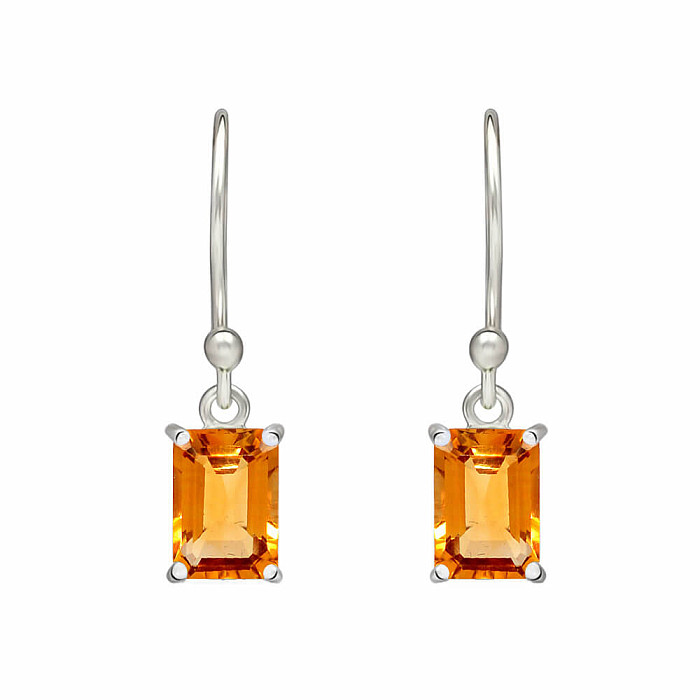 Stříbrné visací náušnice s citrínem - 2,2 cm, 1,1 g