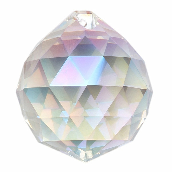 Levně Koule Feng Shui broušený křišťál duhově metalizovaný Bright pearl XL - 50 mm