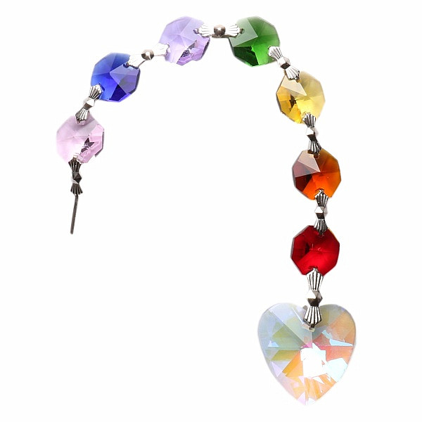 Levně Jitřenka srdce Feng Shui závěs do okna z barevných křišťálů - cca 20 cm