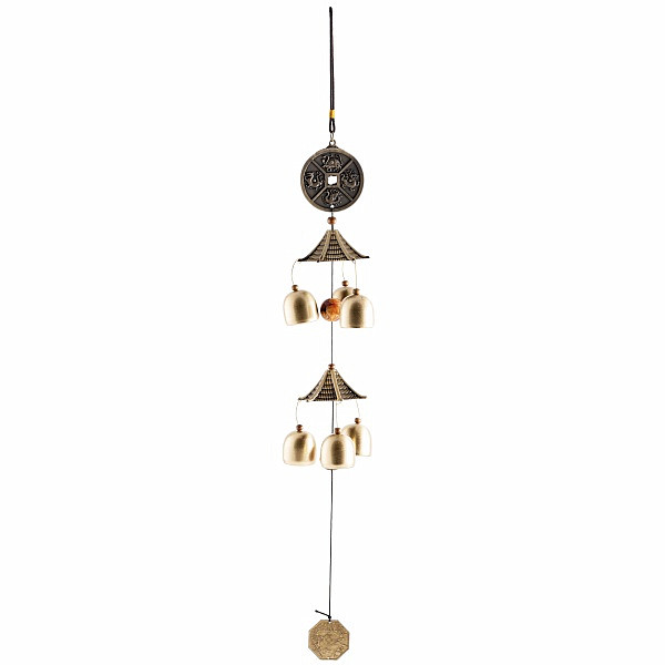 Zvonkohra s čínskými mincemi pro bohatství, štěstí a hojnost - délka cca 55 cm