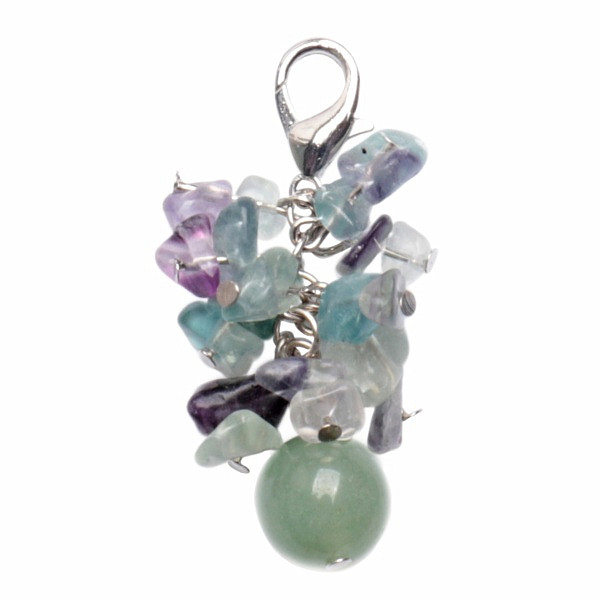 Fluorit hrozen přívěsek s velkým korálkem - cca 5 cm