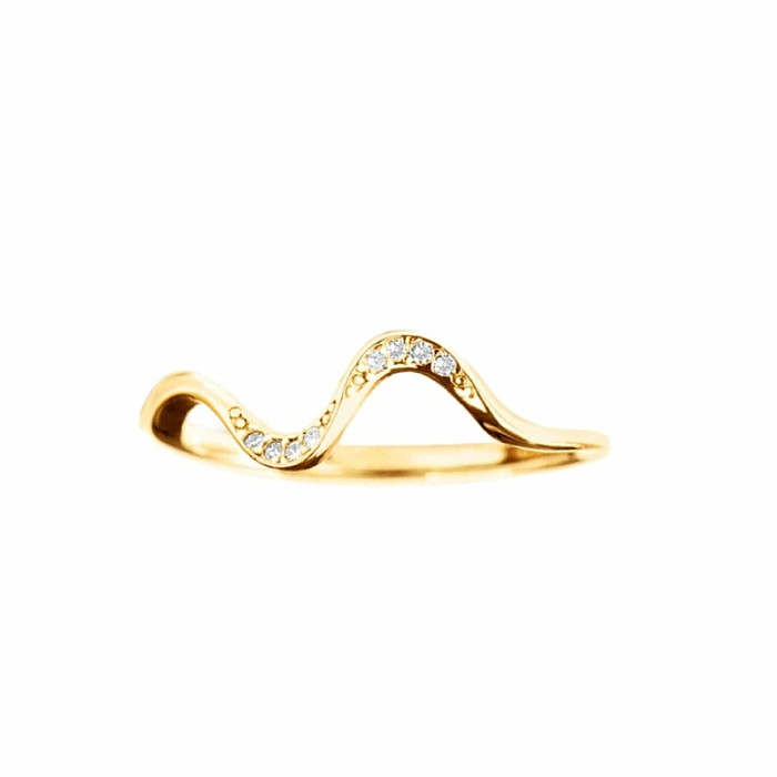 Stříbrný pozlacený prsten Golden Wave - 58 mm (US 9), 0,9 g