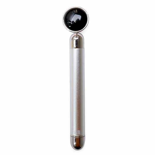 Levně Masážní váleček face roller vibrační s obsidiánem - délka cca 15,5 cm