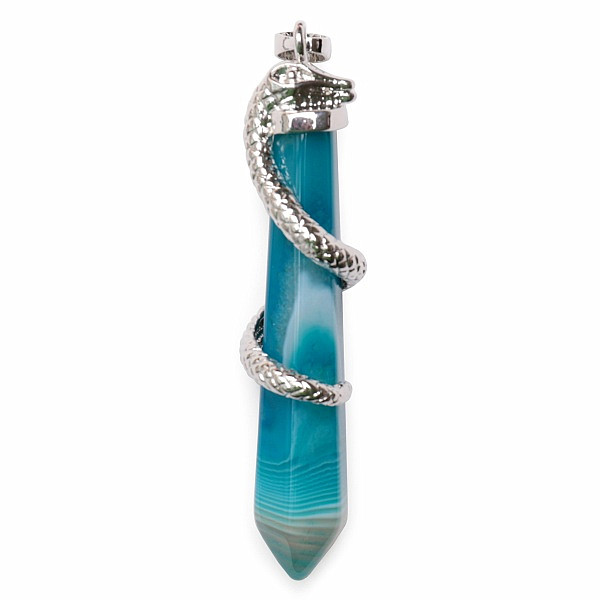 Levně Achát modrý krystal přívěsek s hadem - cca 4,8 cm