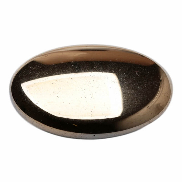 Hematit ovál masážní hmatka barvy zašlého zlata - cca 4,4 cm