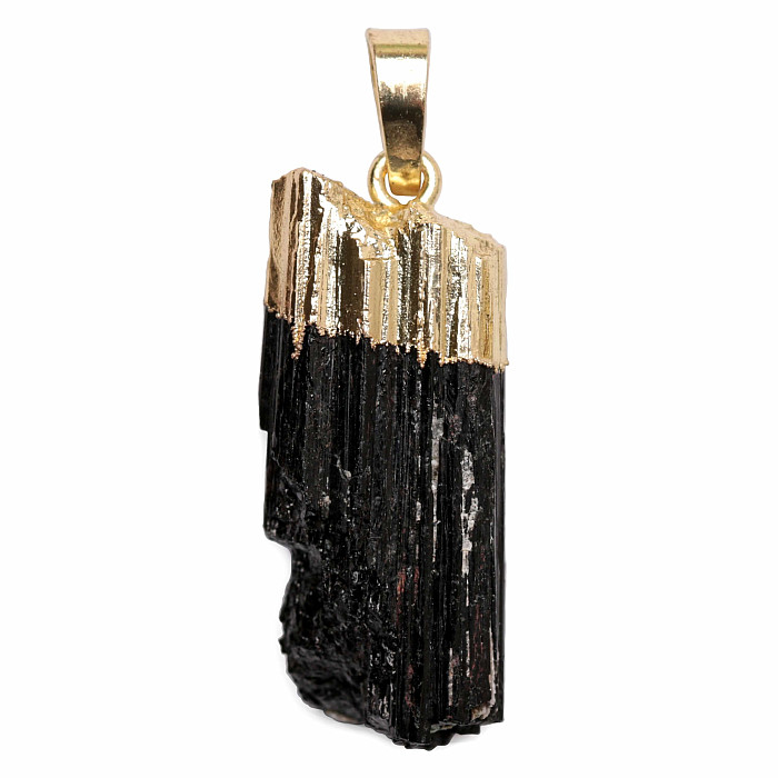 Turmalín skoryl surový přívěsek s úchytem barvy zlata - cca 1,5 - 3,3 cm