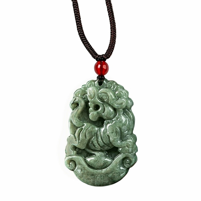 Jadeit se šňůrkou Čínský zvěrokruh Tygr - cca 3,4 cm, 67 cm