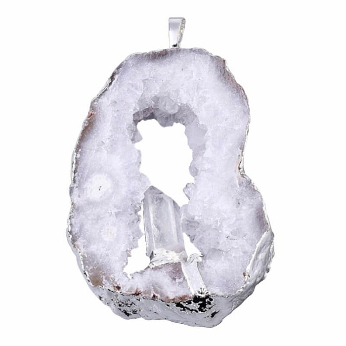 Levně Achát drúza přívěsek s krystalem křišťálu - cca 5 - 6 cm